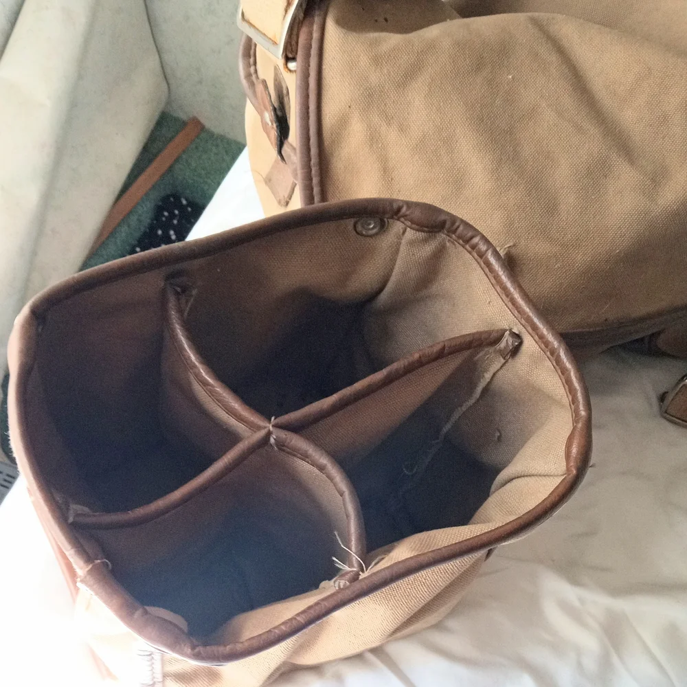 Nikon SLR Camera and Lens Kit with Tan Carry Bag and Black Body